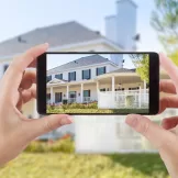 a pair of hands holding a smartphone with a picture of the white house infront of it