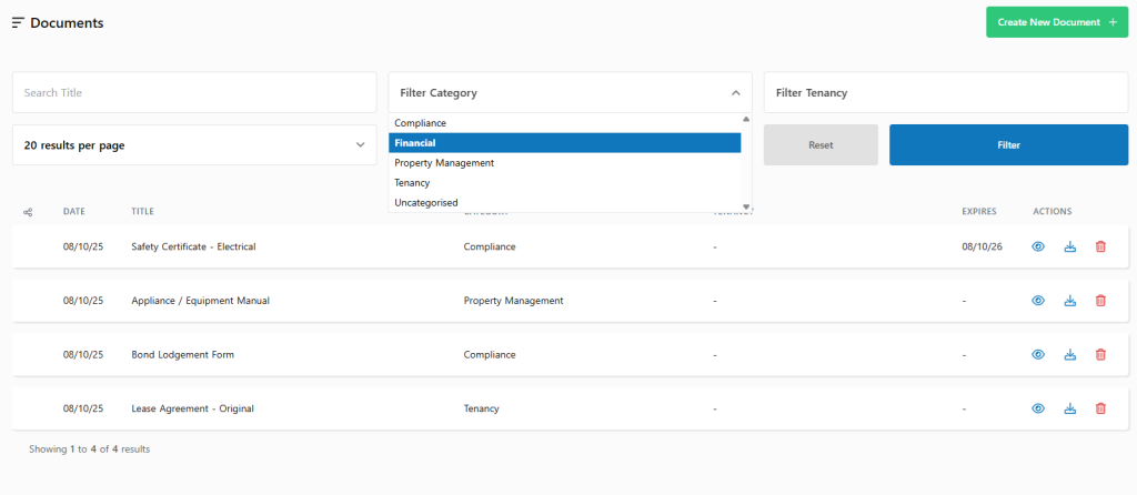 Rental document management