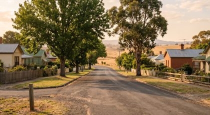 Quiet regional Victorian street in late afternoon light