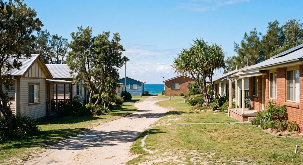 Coastal street on the NSW mid north coast on a clear morning