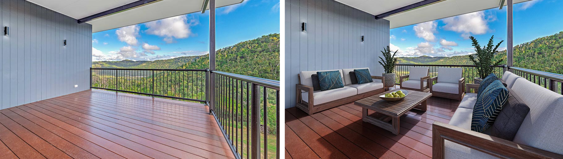 Virtual staging example: deck, before and after